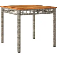 Syfax Table de jardin gris 80x80x74 cm résine tressée et bois acacia