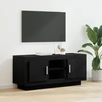Prolenta Meuble TV exclusif - Dimensions : 102 x 35 x 45 cm - Couleur : Noir imitation bois chêne - Matériau : Panneau de particules