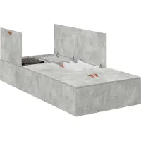 vidaXL Cadre de lit de rangement Béton Gris 90 x 200 cm Bois composite
