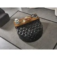 AEA Table basse Table d'appoint Salon Moderne Noir Similicuir