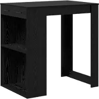 vidaXL Table de bar Noir aspect chêne 102 x 70 x 103,5 cm Matériau dérivé du bois