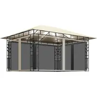Syfax Tonnelle avec moustiquaire et lumières LED 4x3x2,73 m Crème
