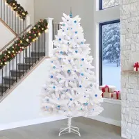 Prolenta Arbre de Noël blanc pliable, de qualité supérieure, en PVC et en acier, hauteur 300 cm