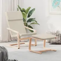 Prolenta Maison Exclusive - Fauteuil de détente avec repose-pieds, tissu crème