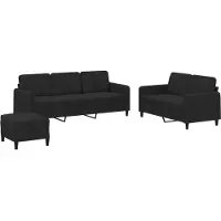 vidaXL Ensemble de canapés 3 pièces noir velours