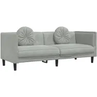 Syfax Canapé avec coussins 3 places gris clair velours