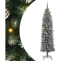 Syfax Arbre de Noël artificiel slim avec 300 LED Vert et blanc 210 cm