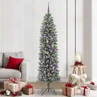 Prolenta Maison Exclusive - Sapin de Noël artificiel élancé vert et blanc, 210 cm