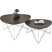 Xl Moebel Gmbh Groupe Table basse Table d'appoint Gris Set de 2 pièces Table en bois