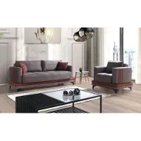 AEA Sofagarnitur 3+1 Sitzer Textil Holz Sofa 3 Sitzer Modern Sessel Komplett Set