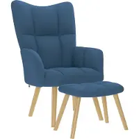 Syfax Chaise de relaxation avec repose-pied Bleu Tissu