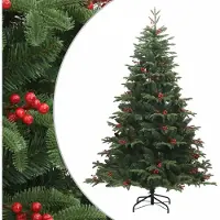 Syfax Sapin de Noël artificiel avec pommes de pin et baies 240 cm