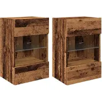 Syfax Meubles muraux avec lumières LED pour TV 2 pcs vieux bois 40x30x60,5cm