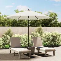 Prolenta Maison Exclusive - Parasol à pied déporté avec éclairage LED 3 m blanc sable