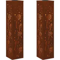 Syfax Lumière de chemin LED solaire 2 pcs Rouillé Acier patiné