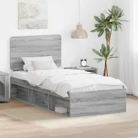 Prolenta Lit simple - Structure de lit Sonoma gris, 75 x 190 cm, en bois massif de pin