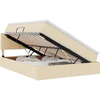 vidaXL Lit de rangement avec matelas, couleur crème, 140 x 200 cm, revêtement en velours