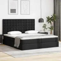 Prolenta Maison Exclusive - Lit avec rangement et LED Noir 200 x 200 cm Simili cuir