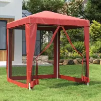 Prolenta Maison Exclusive - Tente de réception avec 4 parois latérales en filet, rouge, 2 x 2 m, HDPE