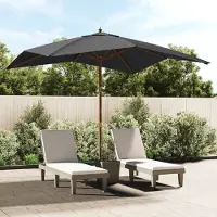 Prolenta Maison Exclusive - Parasol avec mât en bois, couleur noire, dimensions 300x300x273 cm