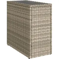 Syfax Table d'appoint de jardin avec dessus en verre gris clair rotin
