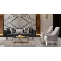 AEA Groupe Canapés Fauteuils 3 places Bleu moderne Set 3pcs Garniture