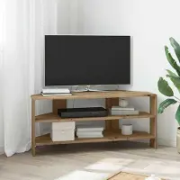 Prolenta Meuble TV d'angle exclusif, dimensions 100 x 40,5 x 45 cm, fabriqué en bois stratifié imitation chêne