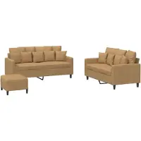 Syfax Ensemble de canapés 3 pcs avec coussins Marron Velours
