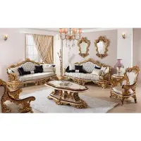 AEA Klassische Weiße Chesterfield Sofagarnitur 3+3+1 SItzer Couchtisch 4tlg