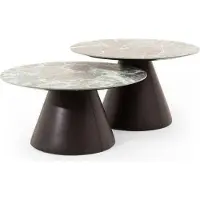 AEA Élégant 2x tables basses avec plateau en porcelaine en brun couleur salon