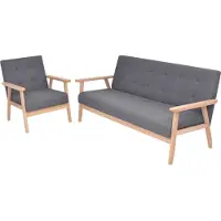 Syfax Jeu de canapé 2 pcs Tissu Gris foncé