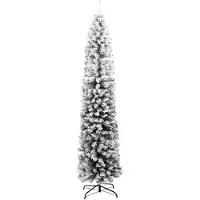 Syfax Sapin de Noël artificiel mince flocon de neige vert 180 cm PVC