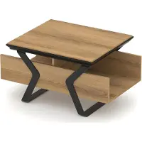 Xl Moebel Gmbh Designer Table Basse Table En Bois Avec Espace De Rangement Pieds En Métal