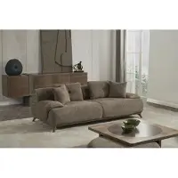 AEA Braune Wohnzimmer Polstergarnitur Stilvoller Dreisitzer Textil Sessel