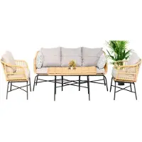 AEA GartenMöbel Garten Sitzmöbel Sofagarnitur Dreisitzer Sofa Sessel Esstisch Set