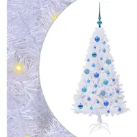Syfax Sapin de Noël artificiel avec 150 LED Blanc 120 cm PVC et Acier