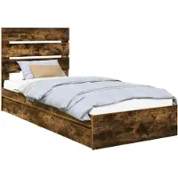 Syfax Lit de Rangement Chêne fumé 100 x 200 cm Bois d'ingénierie