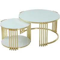 Xl Moebel Gmbh Table basse blanche de luxe Design métal Meubles élégants Salon Tables basses rondes