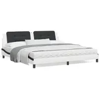 vidaXL "2024 "Cadre de lit moderne avec LED Blanc et Noir 200x200 cm Similicuir - Lits classiques FR4346595