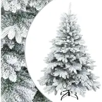 Syfax Sapin de Noël artificiel à branches pliantes, duveteux de neige