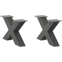 Syfax Pieds de table basse en forme de X, 2 pièces, anthracite, 50 x (30-31) cm, acier