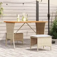 Prolenta Maison Exclusive - Table de jardin avec plateau en bois d'acacia beige 105x75x72cm Poly Rattan
