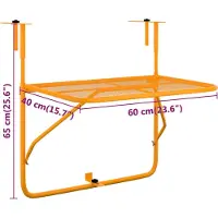 DKD Home Decor Table de balcon Jaune 60x40 cm Acier