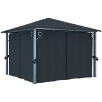 vidaXL Best Möbel Pavillon avec rideaux 300×300 cm Anthracite Aluminium - Pavillons & Tentes de réception CL7950938 2parcel