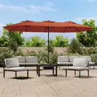 Prolenta Maison Exclusive - Parasol double avec éclairage LED, couleur terracotta, dimensions 449 x 265 cm