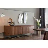 AEA Buffet Commode Miroir Bois Marron Ensemble d'armoires de salle à manger