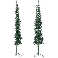 Prolenta Maison Exclusive - Sapin de Noël artificiel demi-arbre avec pied, forme élancée, couleur verte, 240 cm