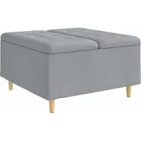 Syfax Pouf de rangement avec coussin Gris clair 80 x 80 x 45 cm tissu