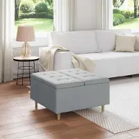 Prolenta Maison Exclusive - Coffre Ottoman avec rangement, gris clair, 80 x 80 x 45 cm, tissu