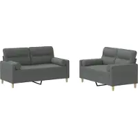 Syfax Ensemble de canapés 2 pcs coussins gris foncé tissu